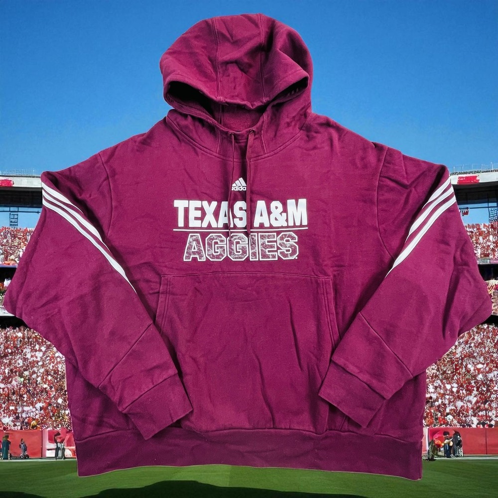 Adidas Texas A&M Aggies Fleece Pullover Hoodie Mens Sz 2XL Maroon NCAA Football